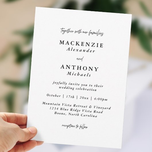 Invitation Script Mariage manuscrit noir tout en un