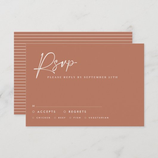 Invitation script mariage script moderne terre cuite rsvp (Devant / Derrière)