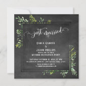Invitation Script Mariés Bouquet de verdure sur tableau noir (Devant)