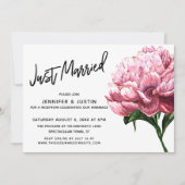Invitation Script Mariés, Fleur de Pivoine Aquarelle Rose (Devant)