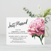 Invitation Script Mariés, Fleur de Pivoine Aquarelle Rose (Debout devant)