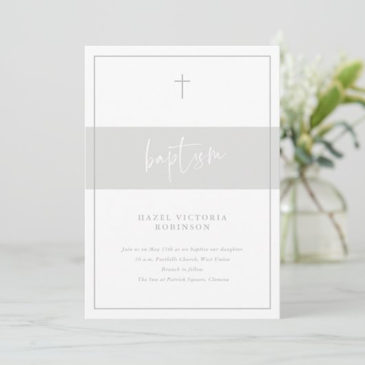 Invitation Script minimal Baptême religieux (Debout devant)