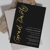 Invitation Script minimal Black Gold Graduation Party
