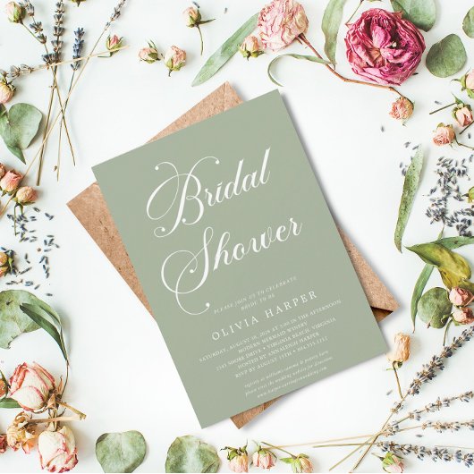 Invitation Script minimal classique en mode vert