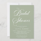 Invitation Script minimal classique en mode vert (Devant)