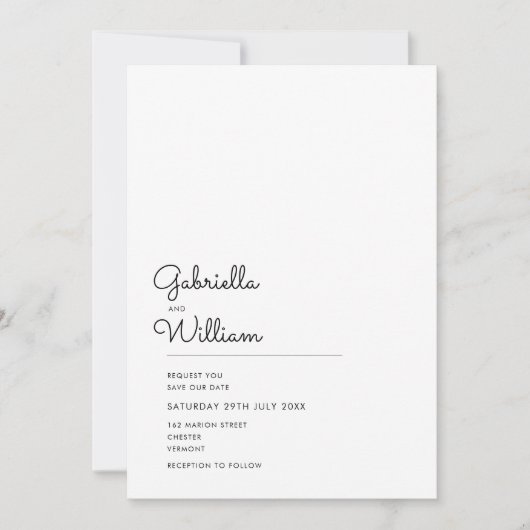 Invitation Script minimal de votre photo Enregistrer la date (Devant)