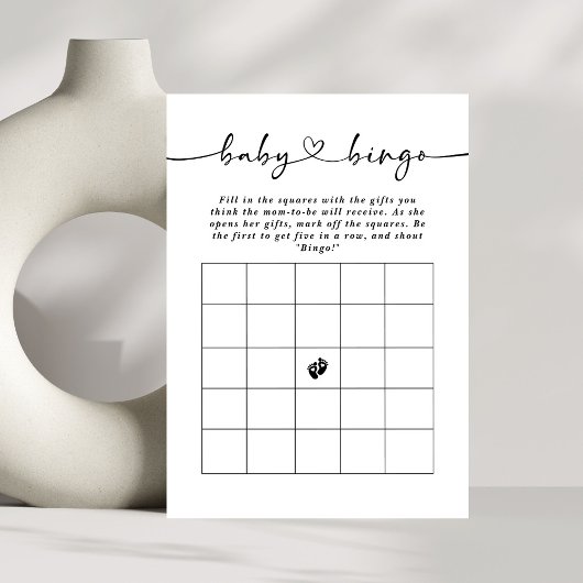 Invitation Script minimal élégant Bingo Baby shower de Bingo