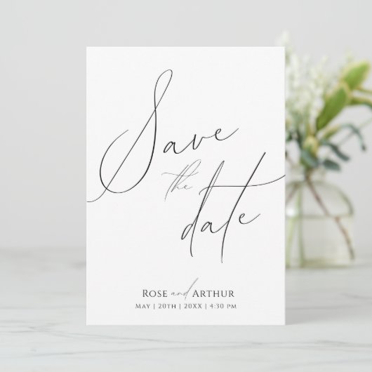 Invitation Script Minimal Enregistrer La Date (Debout devant)