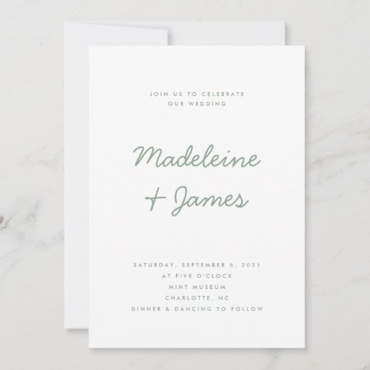 Invitation Script minimal Mariage moderne simple (Devant)