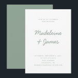 Invitation Script minimal Mariage moderne simple<br><div class="desc">Script minimal Simple moderne Sage vert Faire-part de mariage modifiable Modèle</div>