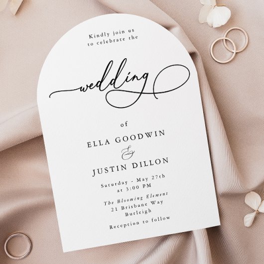 Invitation Script minimal Mariage noir et blanc