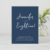 Invitation Script minimal moderne 18e anniversaire Marine Ble (Debout devant)