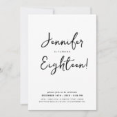 Invitation Script minimal moderne 18e anniversaire noir et bl (Devant)