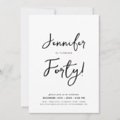 Invitation Script minimal moderne 40e anniversaire noir et bl (Devant)
