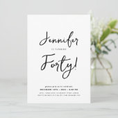 Invitation Script minimal moderne 40e anniversaire noir et bl (Debout devant)
