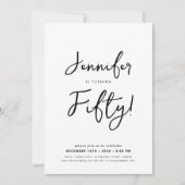 Invitation Script minimal moderne 50e anniversaire noir et bl (Devant)