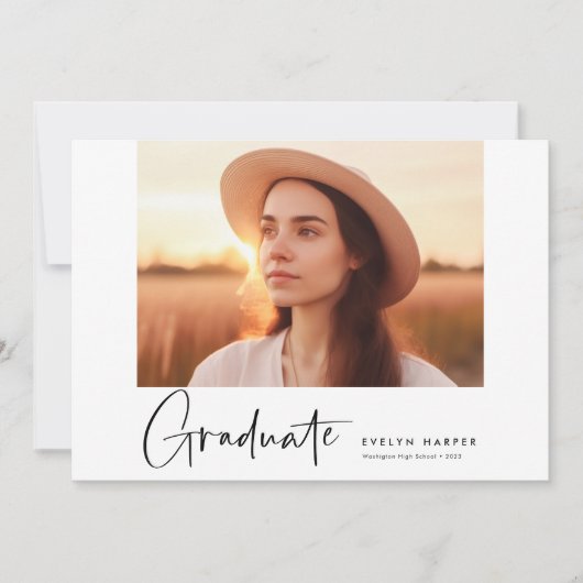 Invitation Script minimal moderne 5 photo Collage Graduation (Devant)