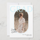 Invitation Script minimal moderne Aqua Photo Graduation Party (Devant)