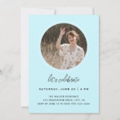 Invitation Script minimal moderne Aqua Photo Graduation Party (Dos)