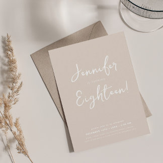 Invitation Script minimal moderne Champagne 18e anniversaire