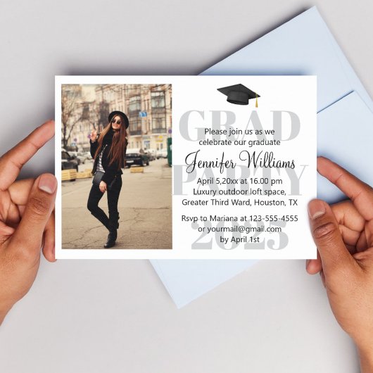 Invitation script minimal moderne grad party 2025 photo