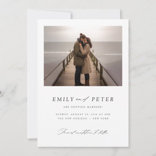 Invitation Script Minimal Moderne Mariage Photo Enregistrer L (Dos)