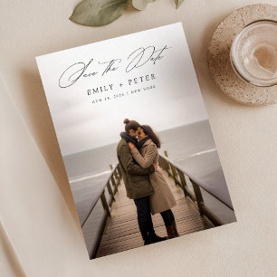 Invitation Script Minimal Moderne Mariage Photo Enregistrer L