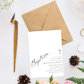 Invitation Script minimal Nettoyer Baptême noir et blanc