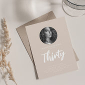 Invitation Script minimal photo 30e anniversaire Champagne