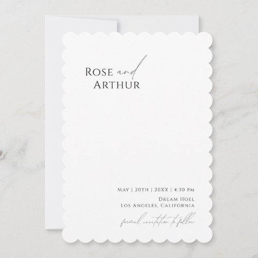 Invitation Script Minimal Photo Pleine Enregistrer La Date (Dos)