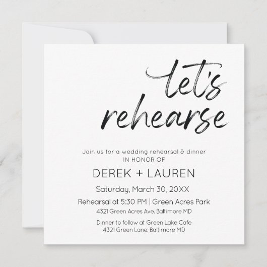 Invitation Script minimal Répétons la répétition du Mariage d (Devant)