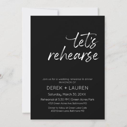 Invitation Script minimal Répétons la répétition du Mariage d (Devant)