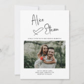 Invitation Script minimal Signature Coeur photo blanc (Devant)