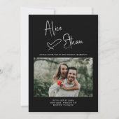 Invitation Script minimal Signature Coeur photo noir (Devant)