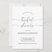 Invitation Script minimal simple Fête des mariées noir et bla (Devant)