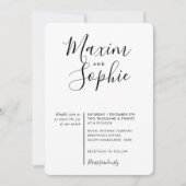 Invitation SCRIPT MINIMAL simple mariage moderne noir blanc (Devant)