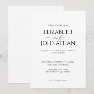 Invitation Script minimal simple Mariage noir et blanc