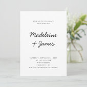 Invitation Script minimal Simple Mariage noir moderne (Debout devant)