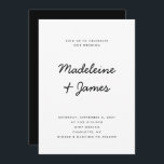 Invitation Script minimal Simple Mariage noir moderne<br><div class="desc">Script minimaliste Simple Noir Blanc Faire-part de mariage modifiable Modèle simple</div>