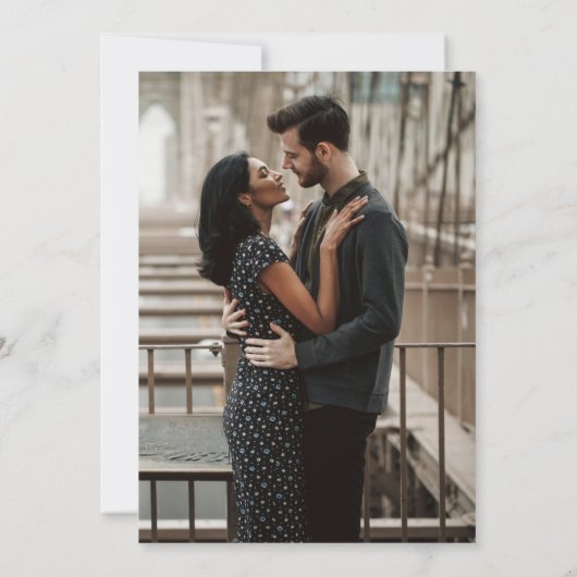 Invitation Script minimal simple Mariage photo noir et blanc (Dos)