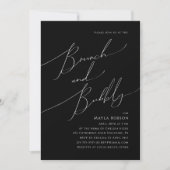 Invitation Script minimal Whimsical | Black Brunch et Bubbly (Devant)