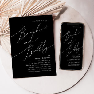 Invitation Script minimal Whimsical   Black Brunch et Bubbly