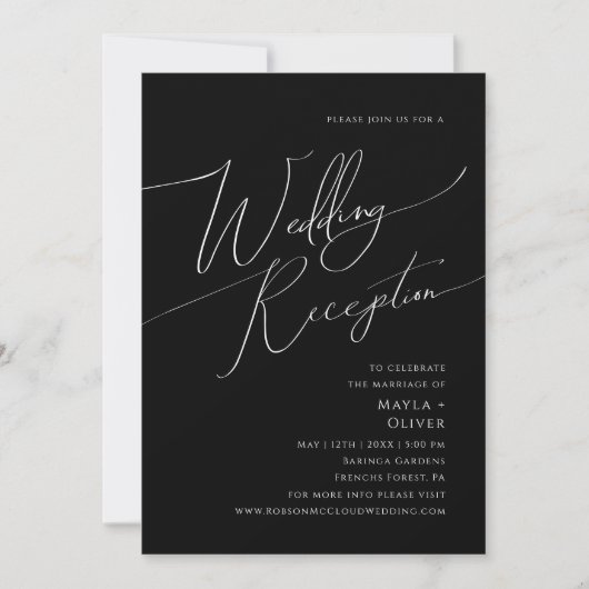 Invitation Script minimal Whimsical | Réception de mariage no (Devant)