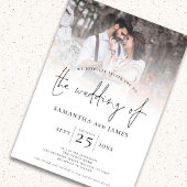Invitation Script minimaliste 4 Photo QR Code Mariage