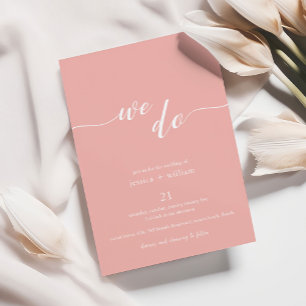 Invitation Script minimaliste Apricot Nous faisons Mariage