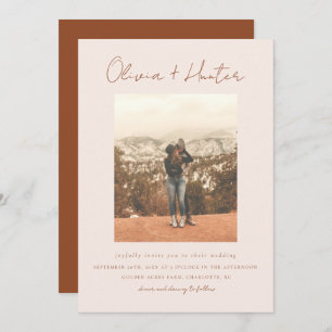 Invitation Script minimaliste Boho Terracotta Mariage photo