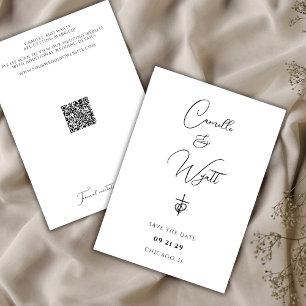 Invitation Script minimaliste Cercles de Croix Religieuse QR