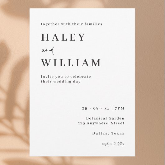 Invitation Script minimaliste classique chic Mariage simple