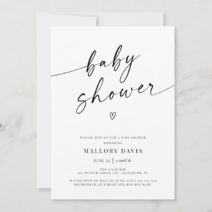 Invitation Script minimaliste de Baby shower moderne