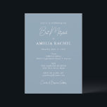 Invitation Script minimaliste Dusty Bleu Bat mitzvah moderne<br><div class="desc">Script minimaliste personnalisé Dusty Blue Modern Bat mitzvah Invitation</div>